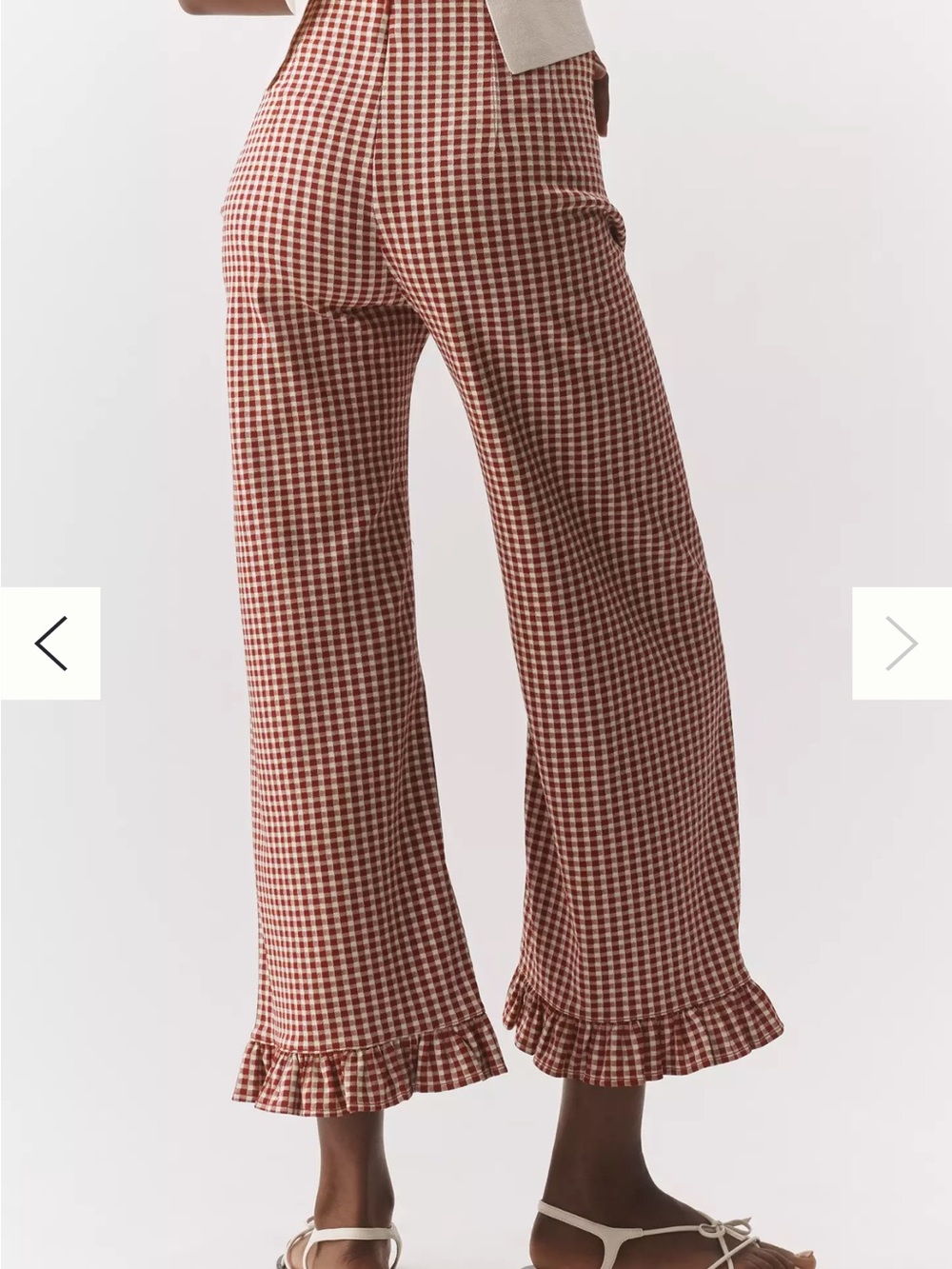 Maeve Anthropologie Collette High Rise Ruffle Pant - Red Gingham - Picture 4 of 4
